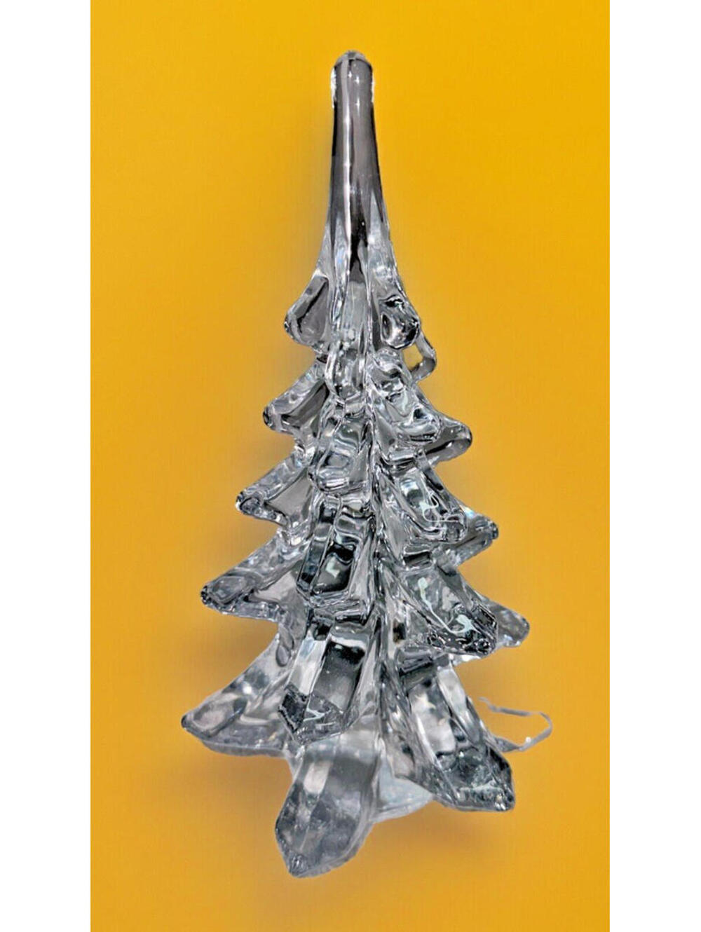 Vintage Clear Crystal Art Glass Christmas Tree Decor Paperweight 6.5” T Figurine